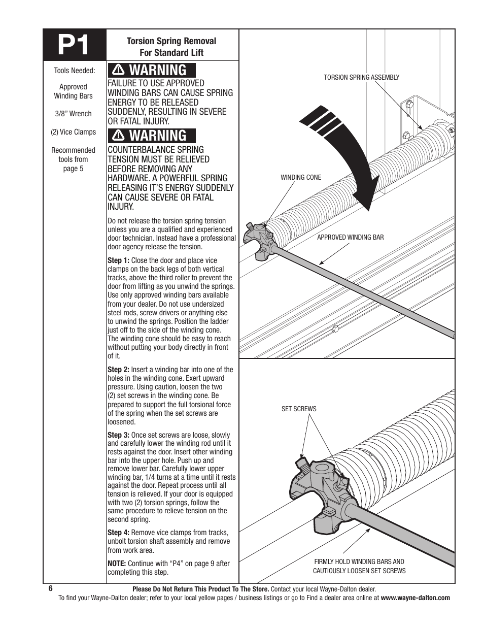 Warning | Wayne-Dalton 341785 User Manual | Page 6 / 34