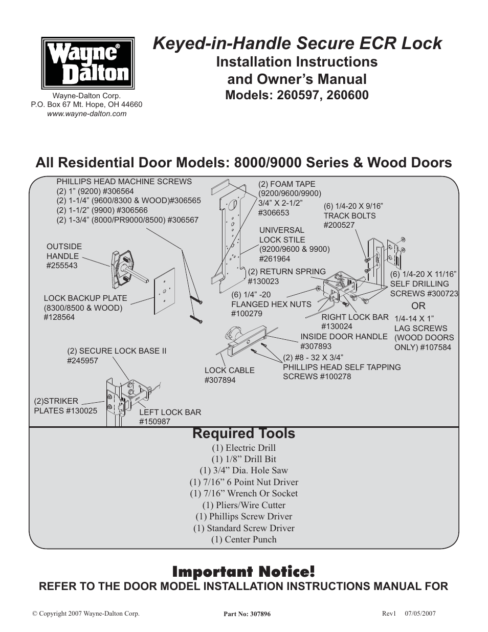 Wayne-Dalton 260600 User Manual | 4 pages