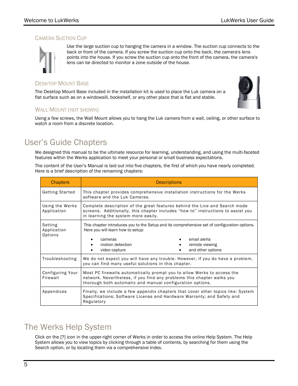 User’s guide chapters, The werks help system | WiLife DVS-110I User Manual | Page 11 / 94