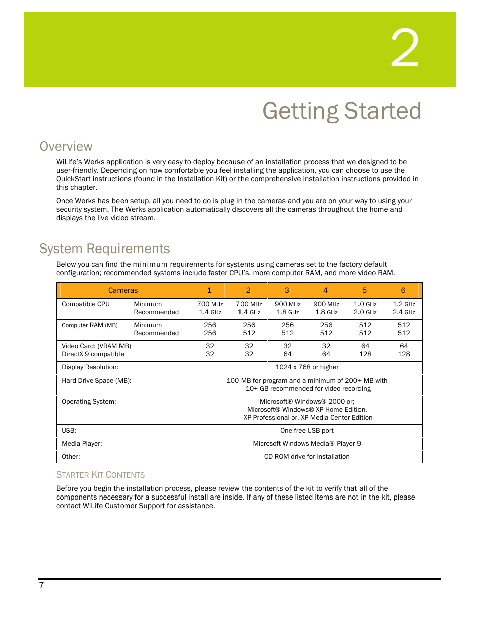 Getting started, Overview, System requirements | Etting, Tarted | WiLife DVS-110I User Manual | Page 15 / 94