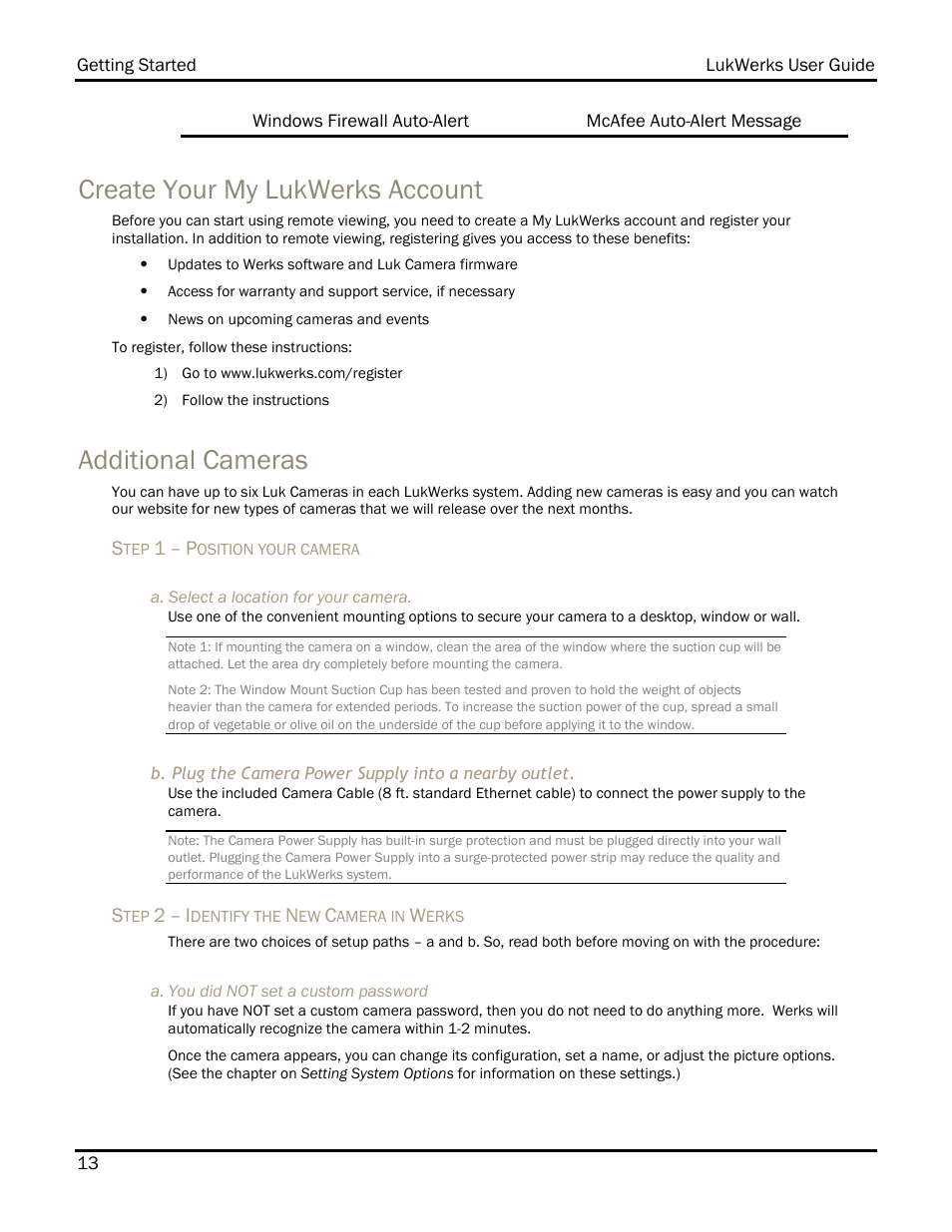 Create your my lukwerks account, Additional cameras | WiLife DVS-110I User Manual | Page 21 / 94