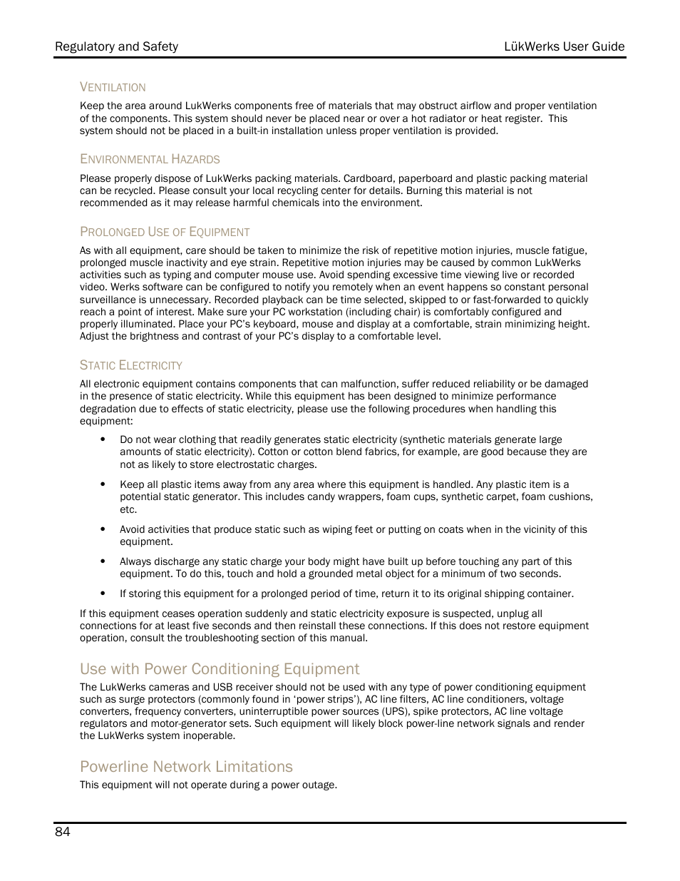 Use with power conditioning equipment, Powerline network limitations | WiLife DVS-110I User Manual | Page 92 / 94