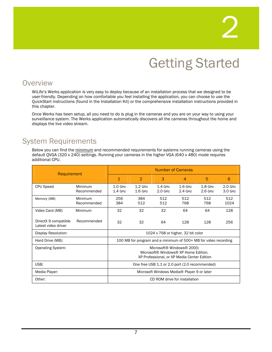 Getting started, Overview, System requirements | Etting, Tarted | WiLife V 1.5 User Manual | Page 13 / 102