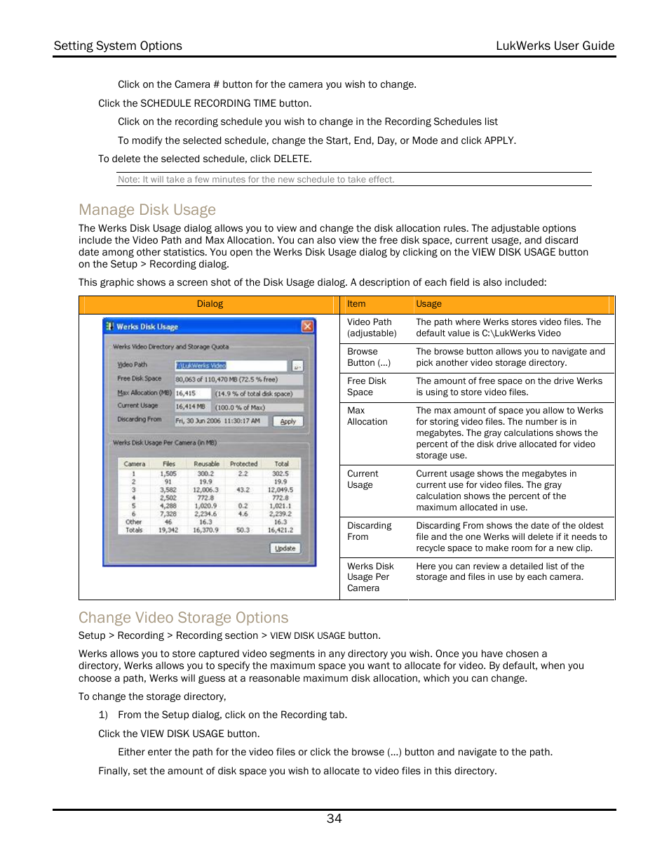 Manage disk usage, Change video storage options | WiLife V 1.5 User Manual | Page 40 / 102