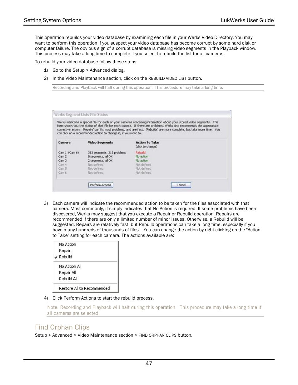 Find orphan clips | WiLife V 1.5 User Manual | Page 53 / 102