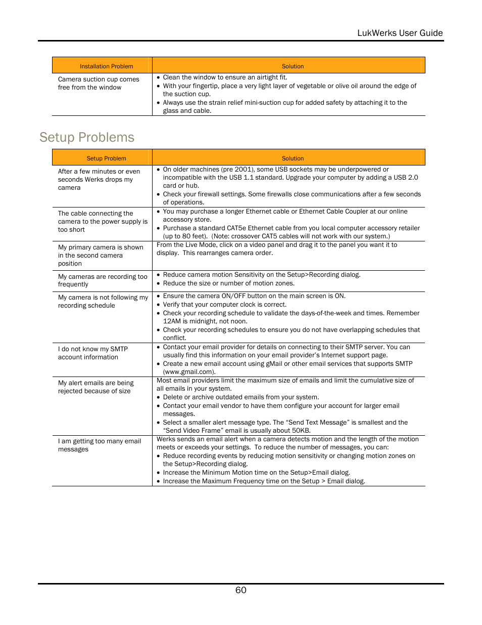 Setup problems, Lukwerks user guide 60 | WiLife V 1.5 User Manual | Page 66 / 102