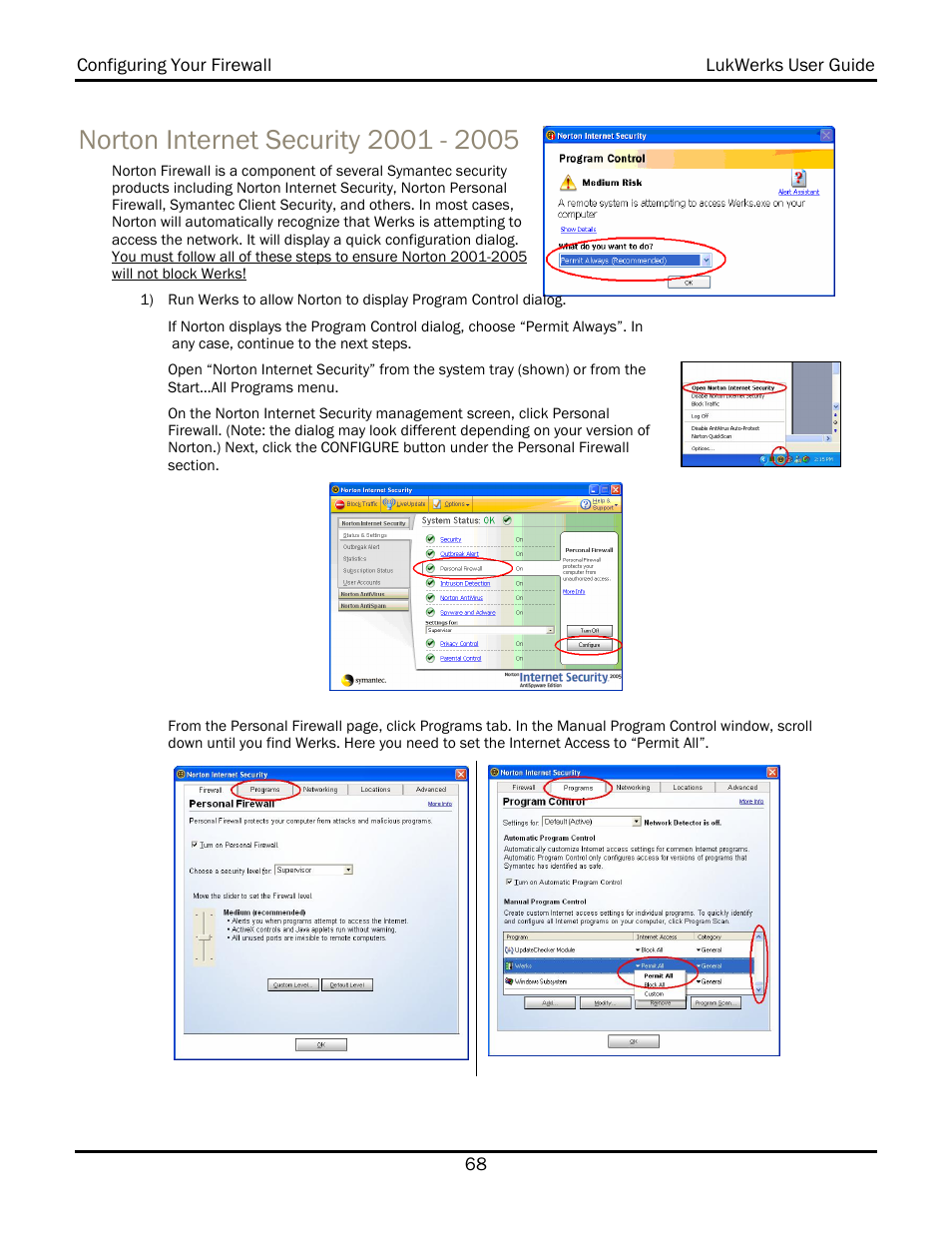 Norton internet security 2001 - 2005 | WiLife V 1.5 User Manual | Page 74 / 102