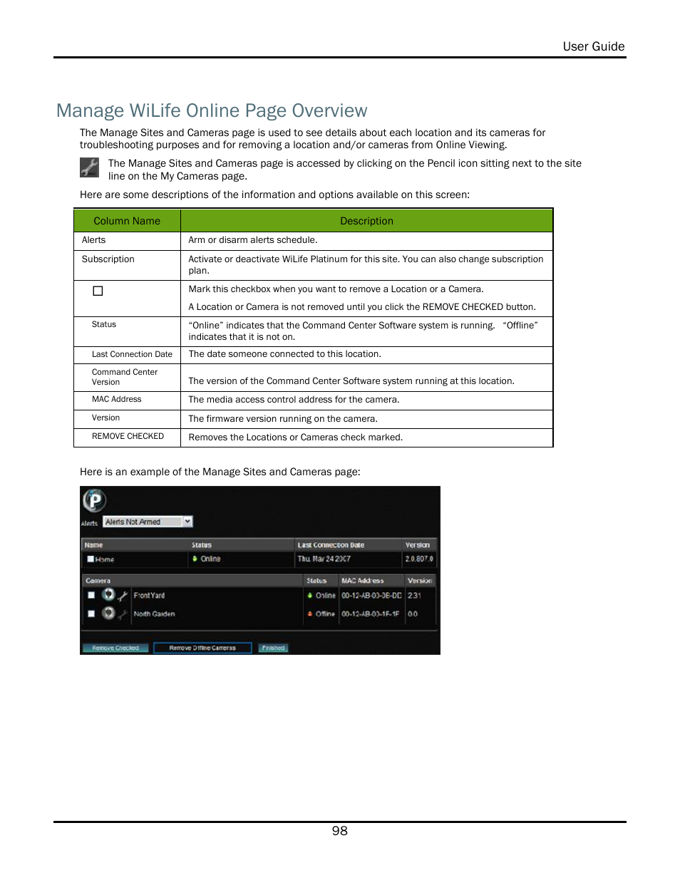 Manage wilife online page overview | WiLife V2.1 User Manual | Page 111 / 165