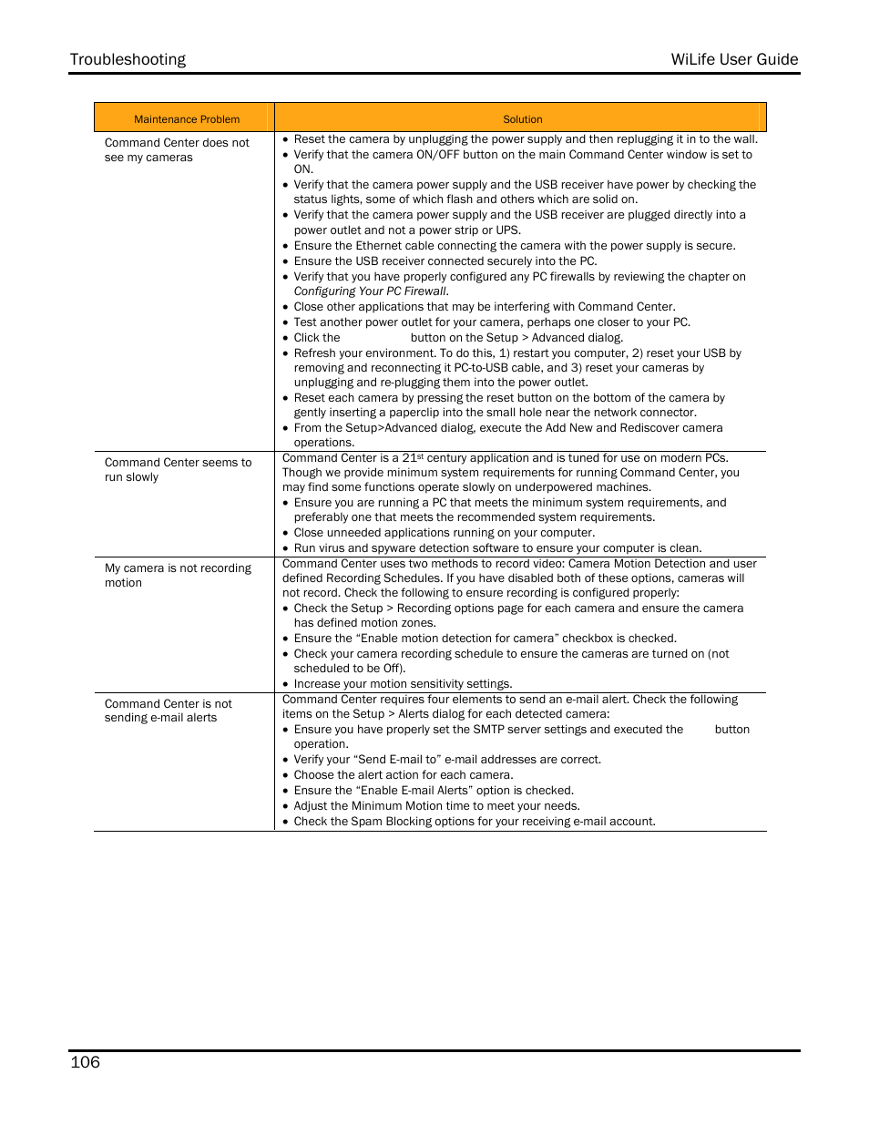 Troubleshooting wilife user guide 106 | WiLife V2.1 User Manual | Page 119 / 165