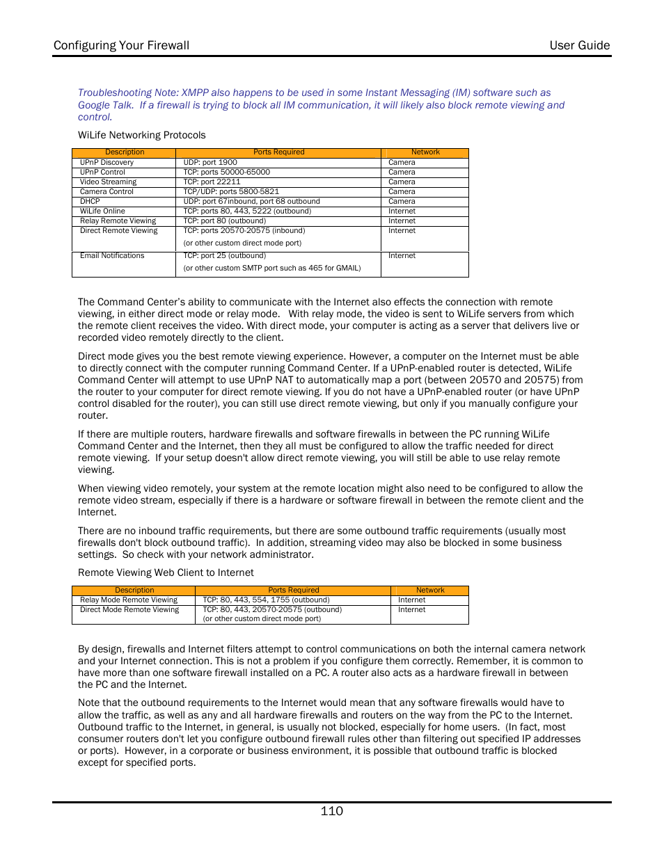 Configuring your firewall user guide 110 | WiLife V2.1 User Manual | Page 123 / 165