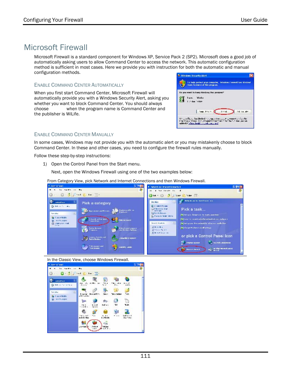 Microsoft firewall | WiLife V2.1 User Manual | Page 124 / 165