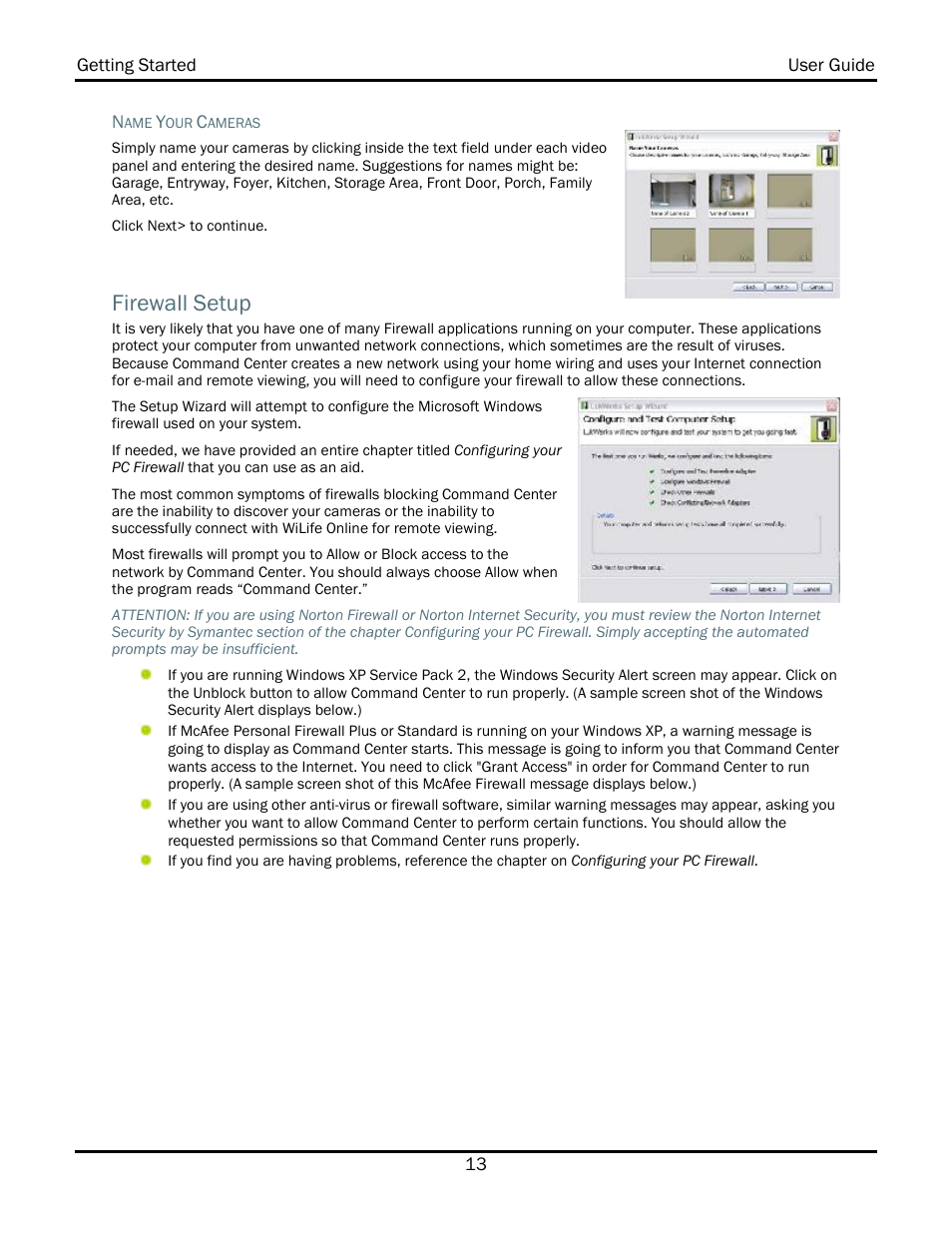 Firewall setup | WiLife V2.1 User Manual | Page 26 / 165