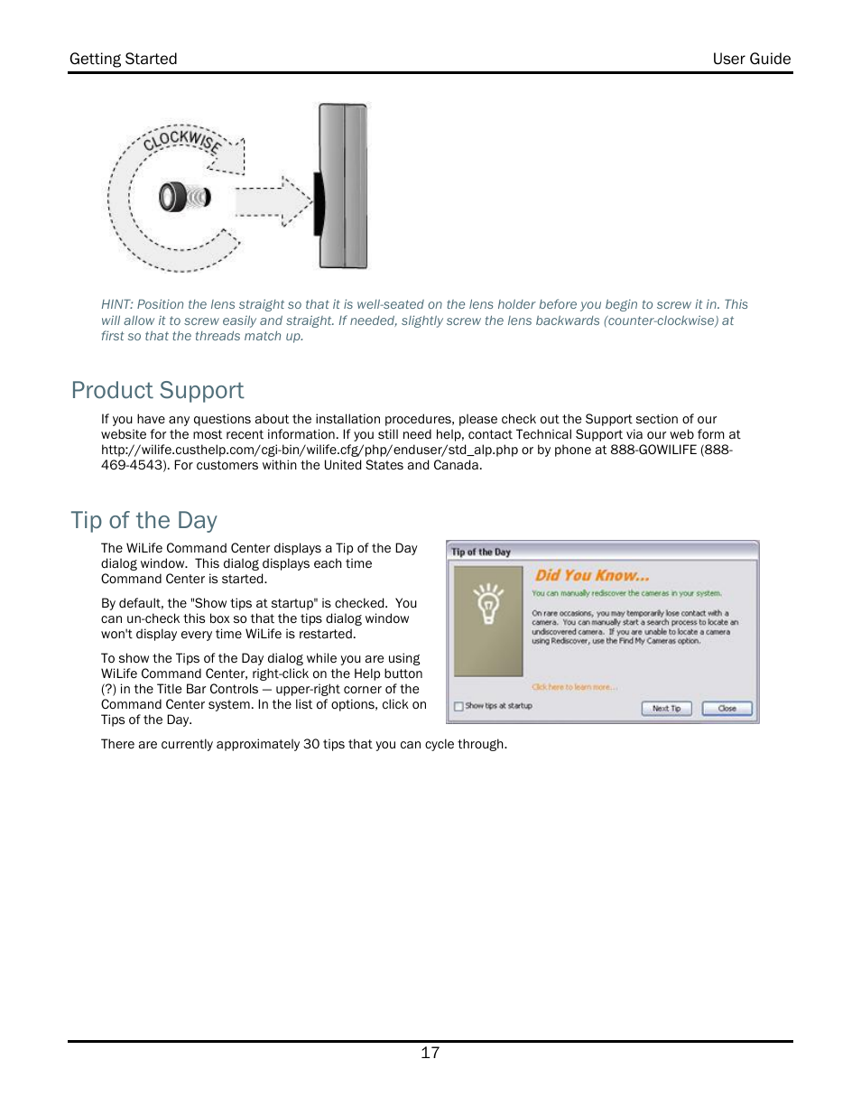 Product support, Tip of the day | WiLife V2.1 User Manual | Page 30 / 165