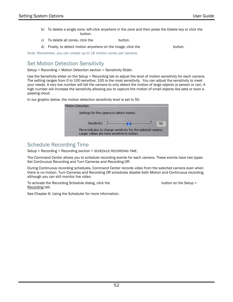 Set motion detection sensitivity, Schedule recording time | WiLife V2.1 User Manual | Page 65 / 165