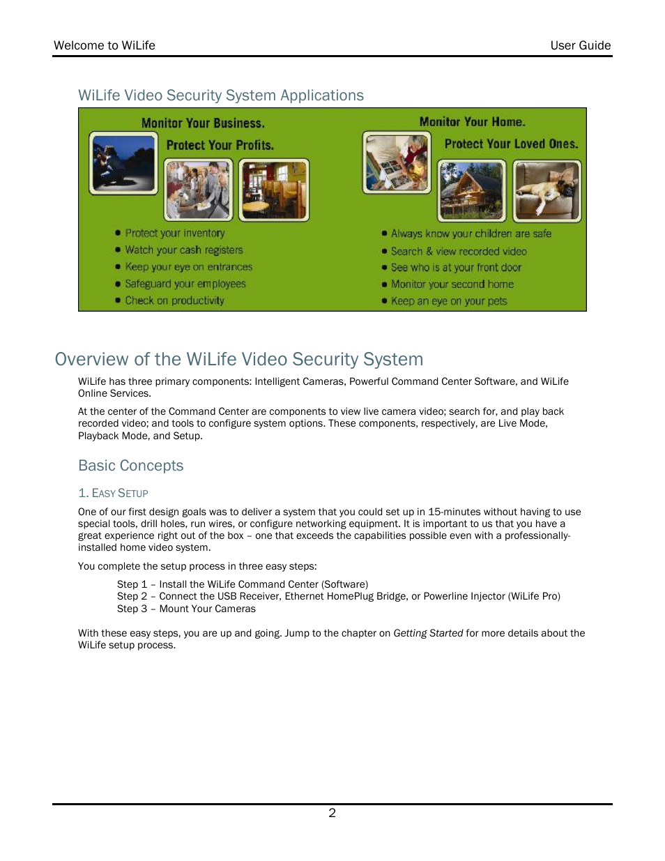 Wilife video security system applications, Overview of the wilife video security system, Basic concepts | WiLife V2.1 User Manual | Page 9 / 165