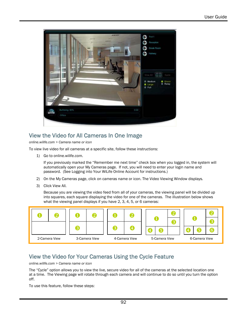 Xy z, Z[ x, View the video for all cameras in one image | WiLife V2.5 User Manual | Page 106 / 166