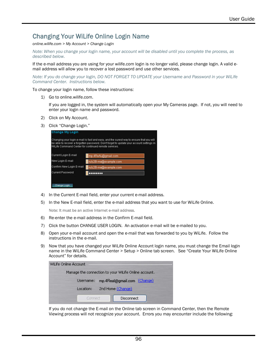 Changing your wilife online login name | WiLife V2.5 User Manual | Page 110 / 166