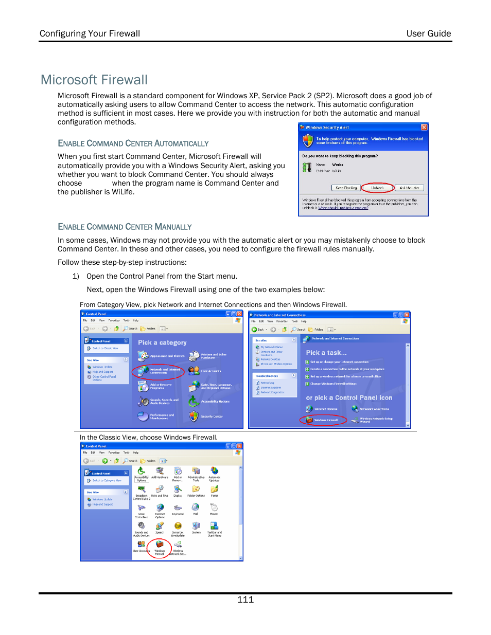 Microsoft firewall | WiLife V2.5 User Manual | Page 125 / 166