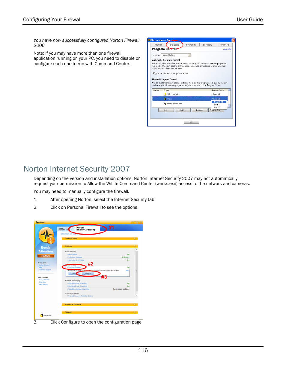 Norton internet security 2007 | WiLife V2.5 User Manual | Page 130 / 166