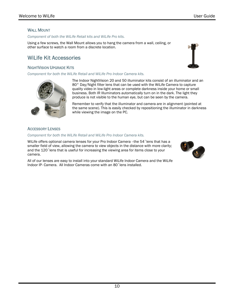 Wilife kit accessories | WiLife V2.5 User Manual | Page 18 / 166