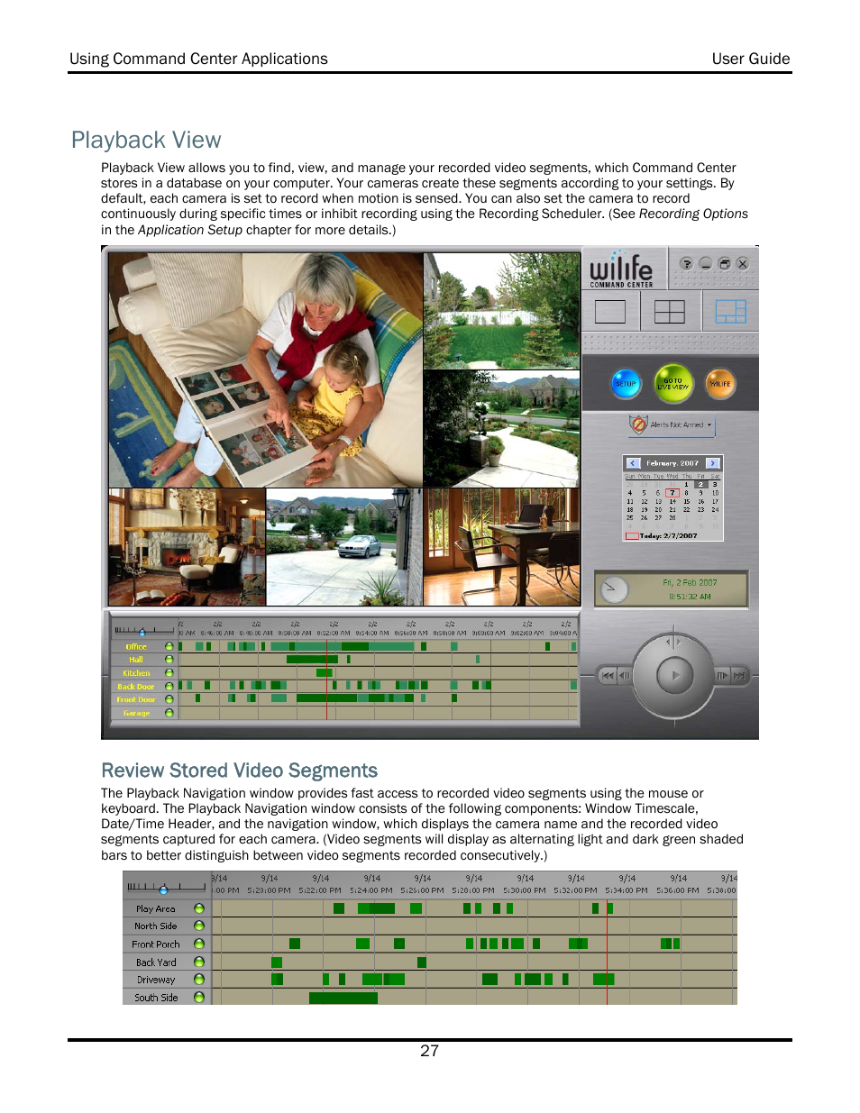 Playback view, Review stored video segments | WiLife V2.5 User Manual | Page 41 / 166