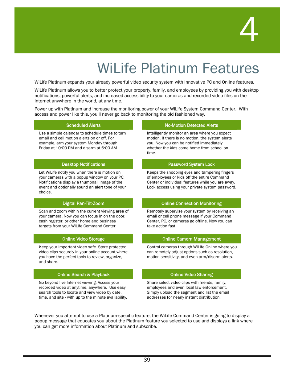 Wilife platinum features | WiLife V2.5 User Manual | Page 53 / 166