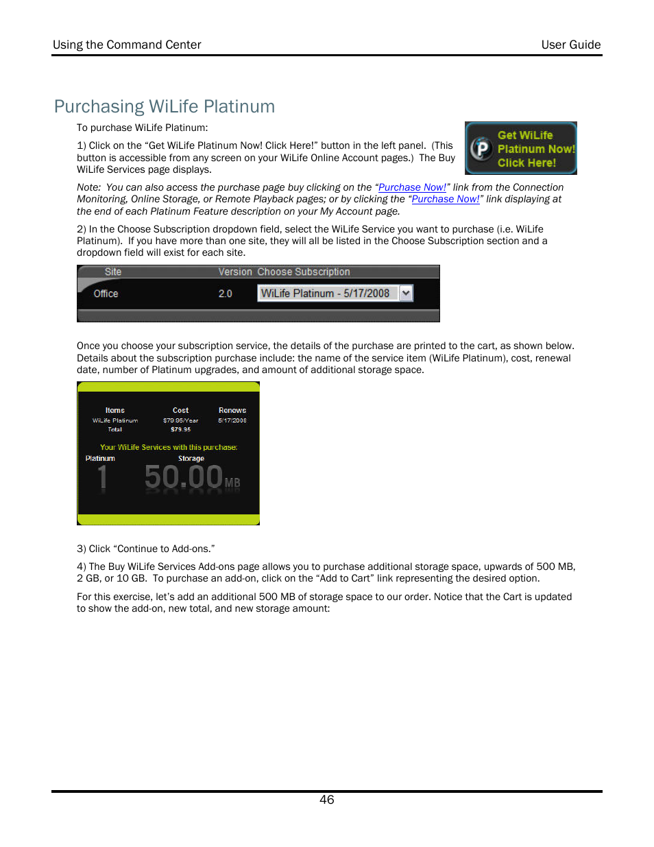 Purchasing wilife platinum | WiLife V2.5 User Manual | Page 60 / 166