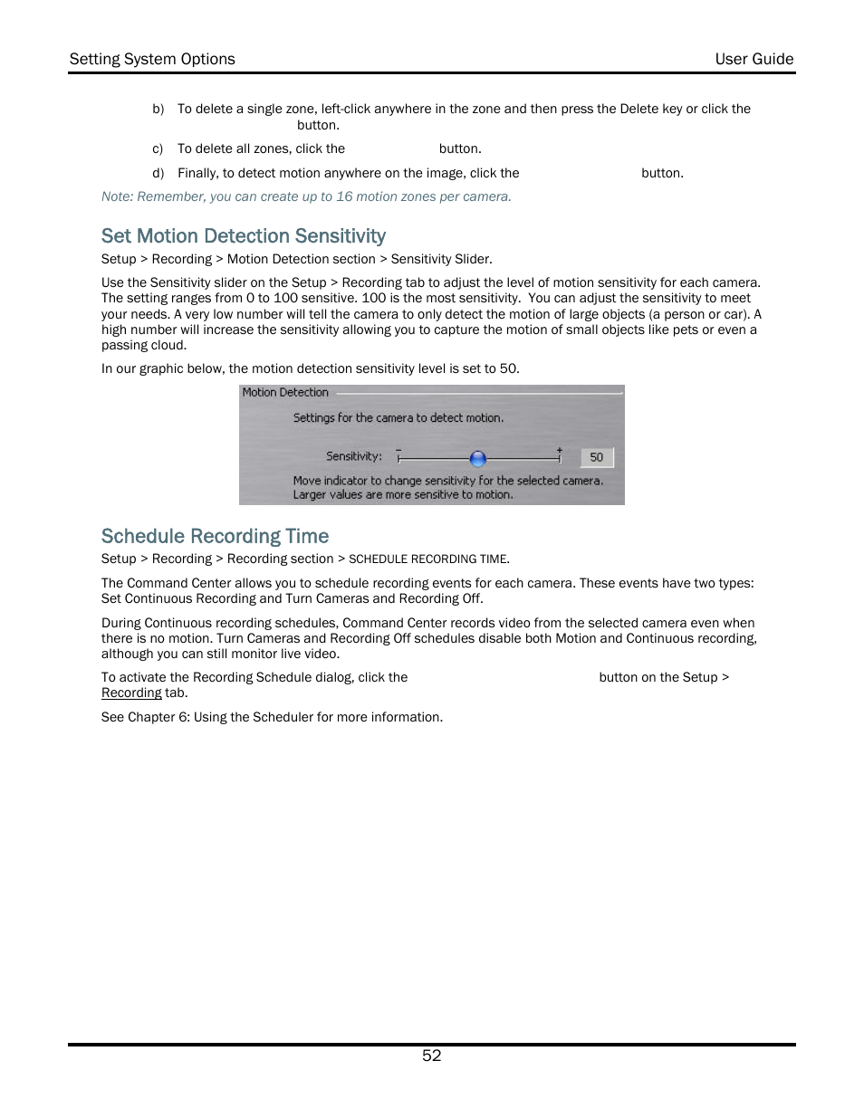 Set motion detection sensitivity, Schedule recording time | WiLife V2.5 User Manual | Page 66 / 166