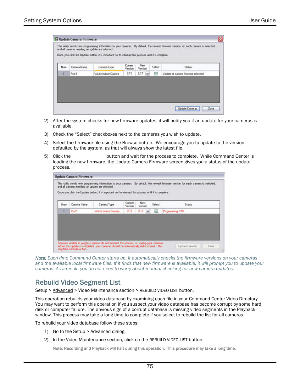 Rebuild video segment list | WiLife V2.5 User Manual | Page 89 / 166