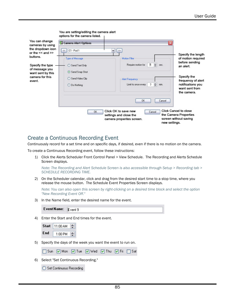 Create a continuous recording event | WiLife V2.5 User Manual | Page 99 / 166