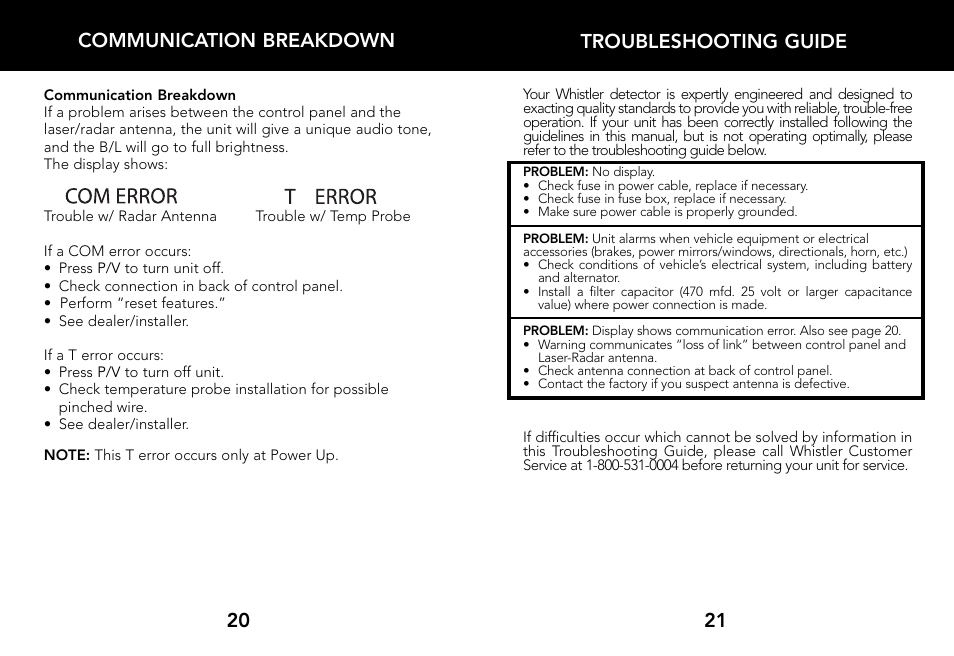 Whistler LASER/RADAR DETECTOR User Manual | Page 12 / 16