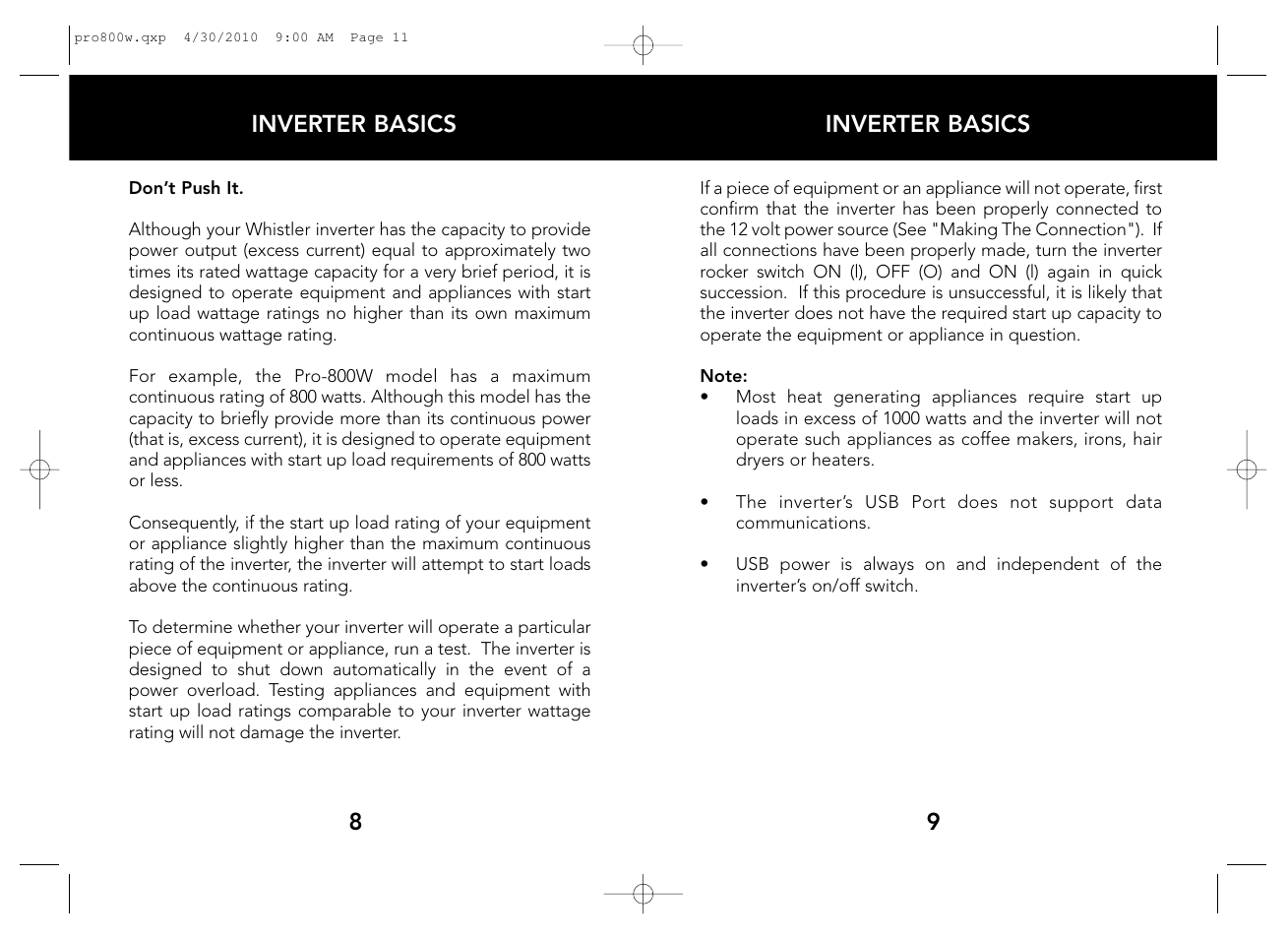 Whistler WATT PRO-800W User Manual | Page 6 / 17