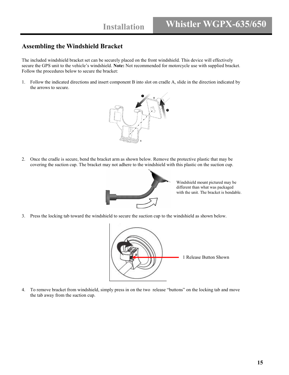 Installation | Whistler WGPX-635 User Manual | Page 15 / 27