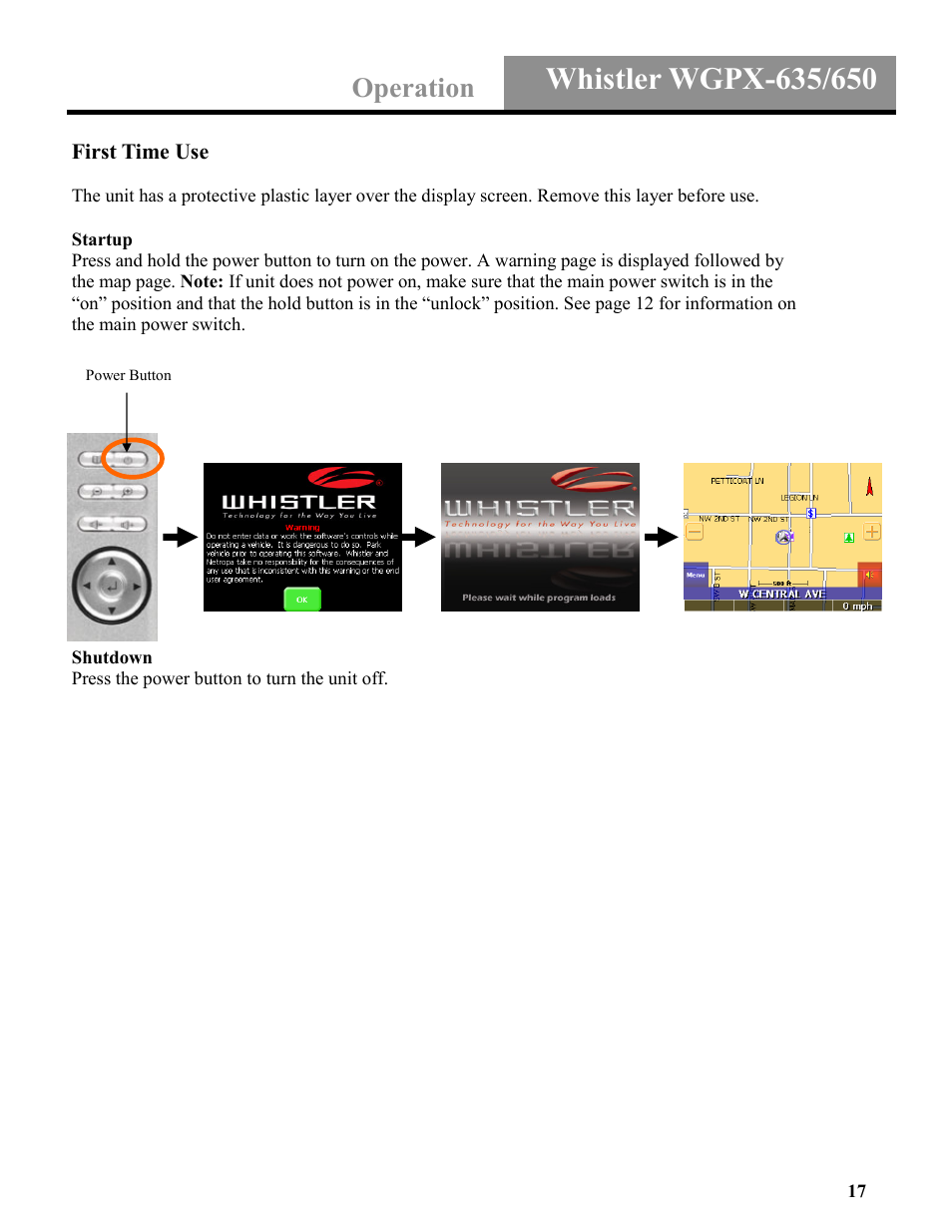 Operation | Whistler WGPX-635 User Manual | Page 17 / 27