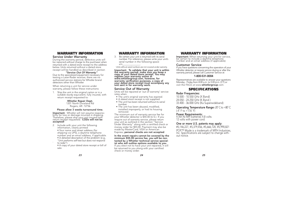 Whistler XTR-280 User Manual | Page 9 / 10