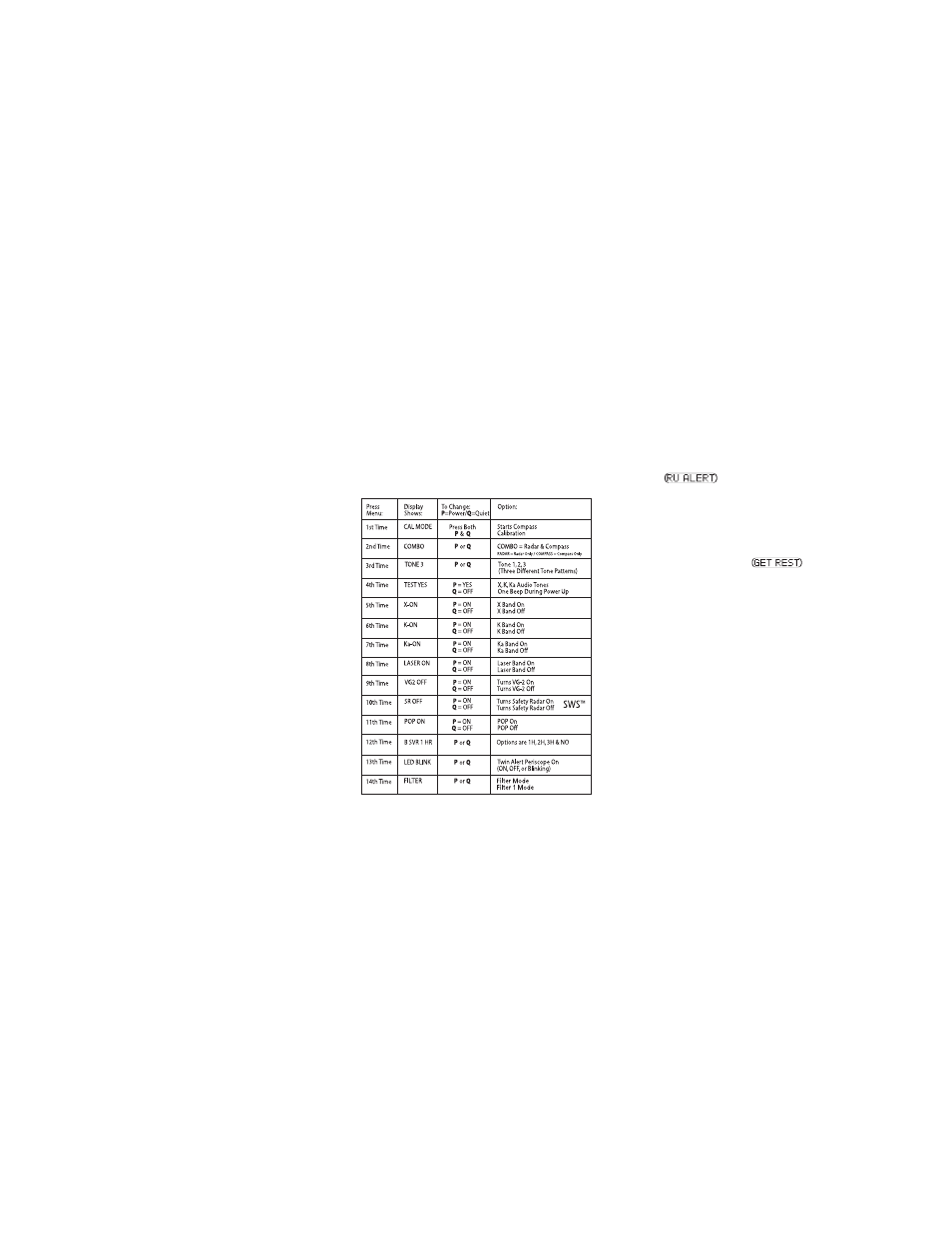 Operation, Safety warning system | Whistler XTR-440 User Manual | Page 5 / 9