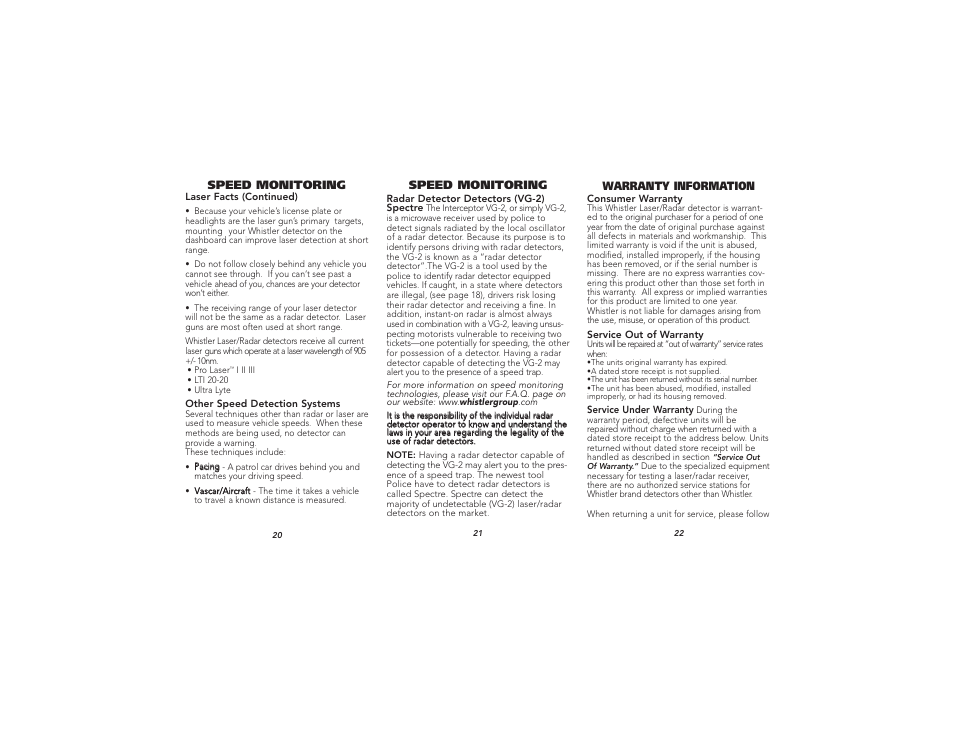 Whistler XTR-255 User Manual | Page 8 / 9