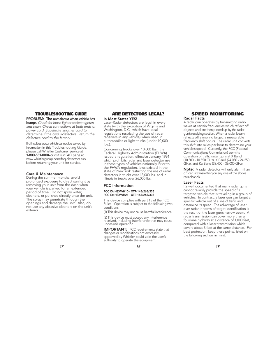 Whistler XTR-145 User Manual | Page 7 / 9