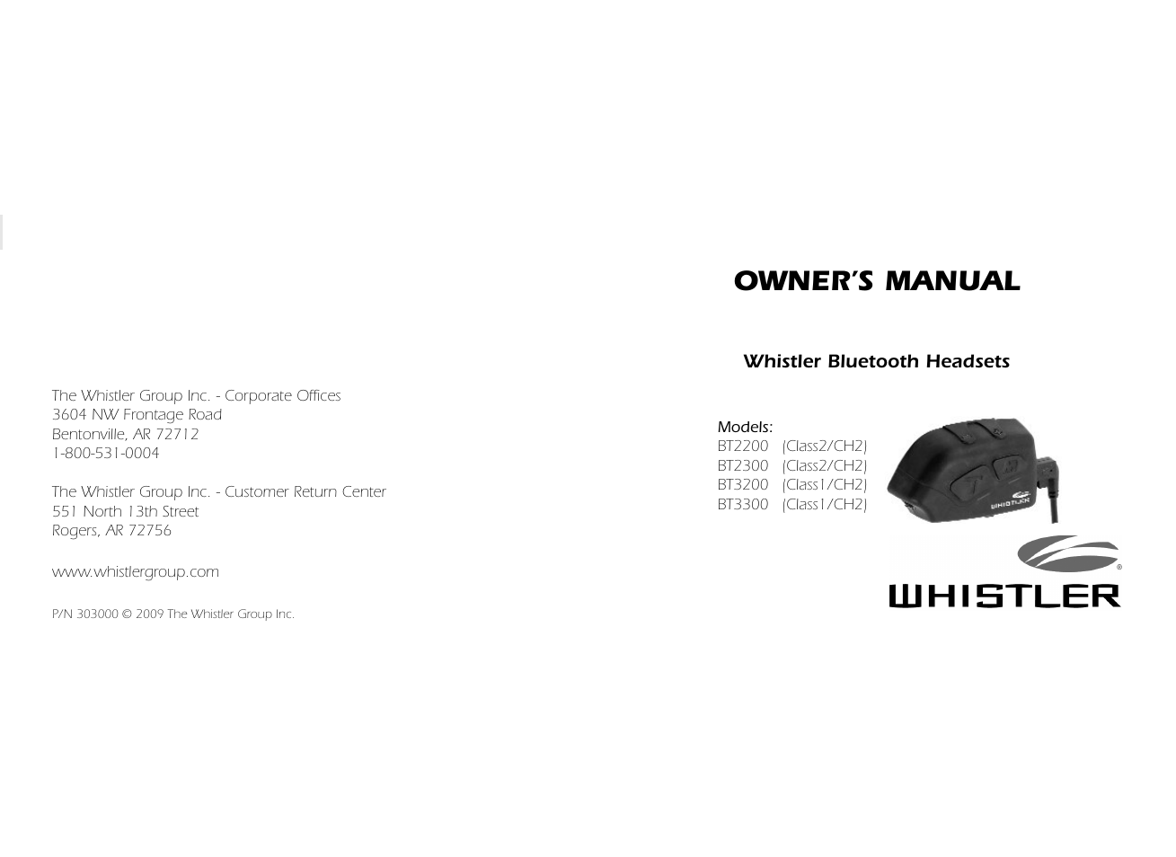 Whistler BT3300 User Manual | 21 pages