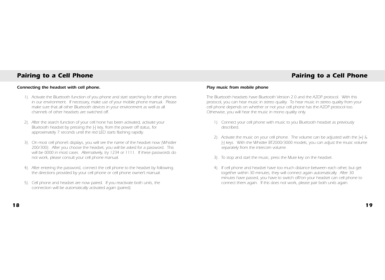 Pairing to a cell phone | Whistler BT3300 User Manual | Page 11 / 21