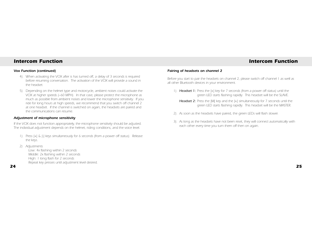 Intercom function | Whistler BT3300 User Manual | Page 14 / 21