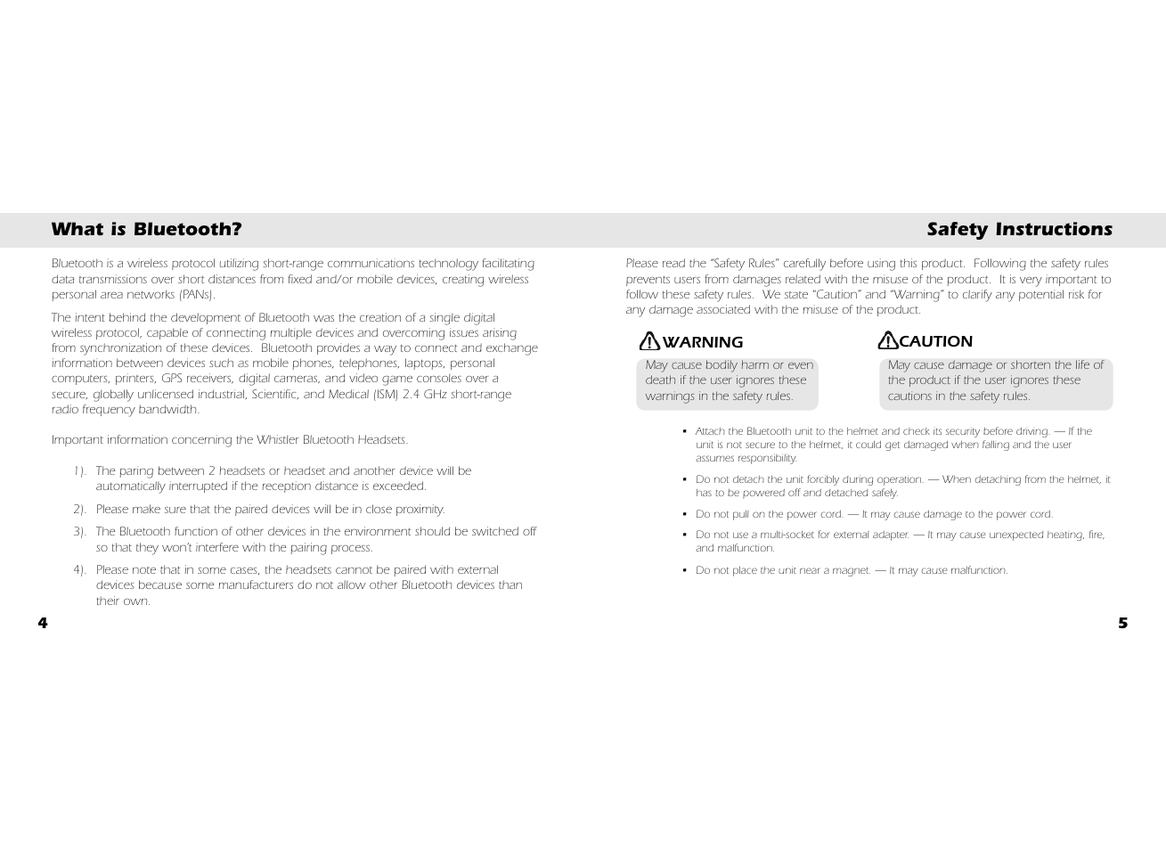 What is bluetooth? safety instructions | Whistler BT3300 User Manual | Page 4 / 21