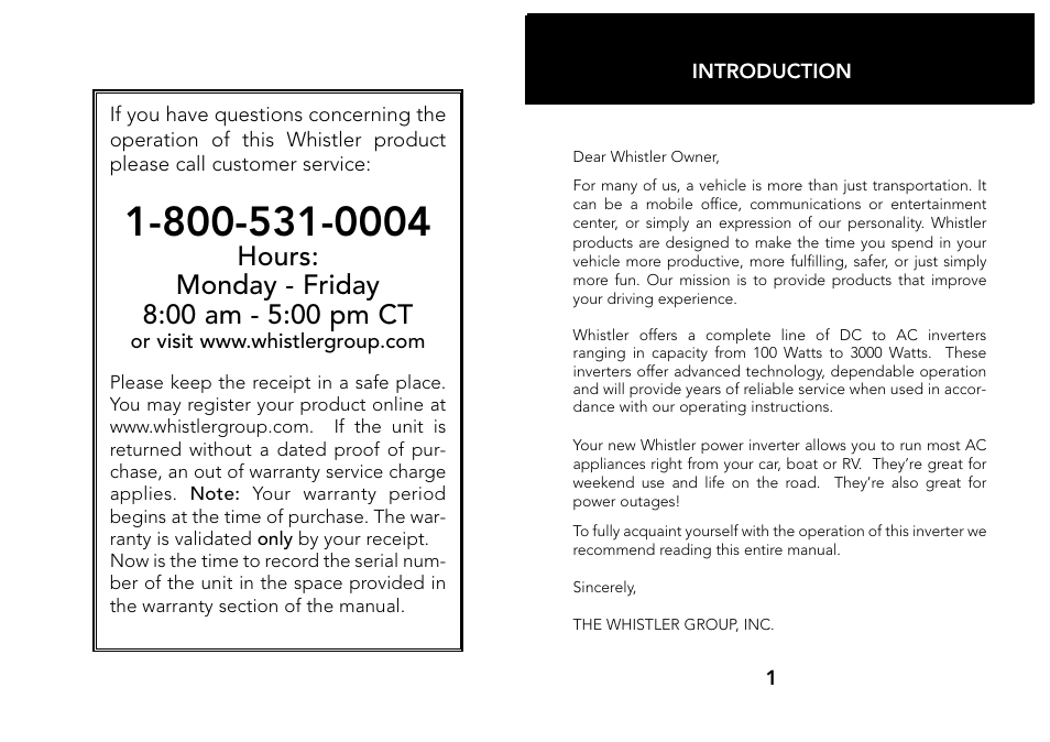 Whistler 200/400 WATT User Manual | Page 2 / 15