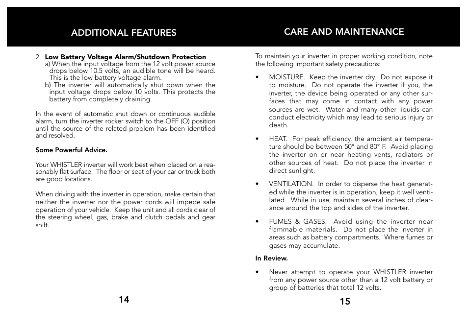 Whistler 200/400 WATT User Manual | Page 9 / 15