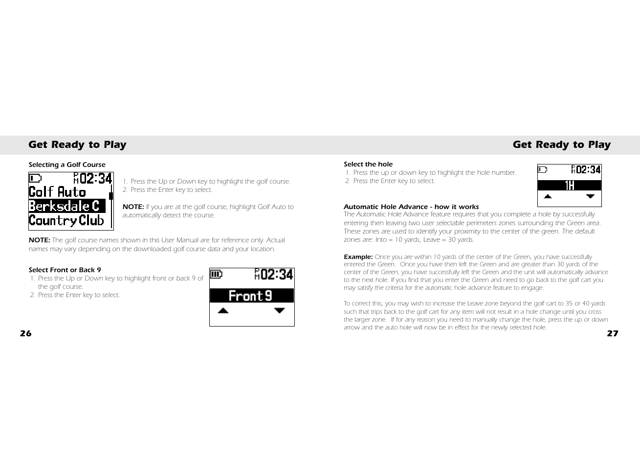 Get ready to play | Whistler GOLF GPS GLF-125 User Manual | Page 15 / 22