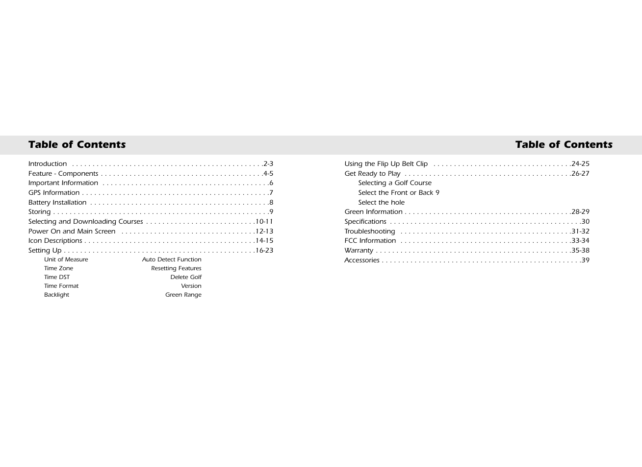 Whistler GOLF GPS GLF-125 User Manual | Page 2 / 22