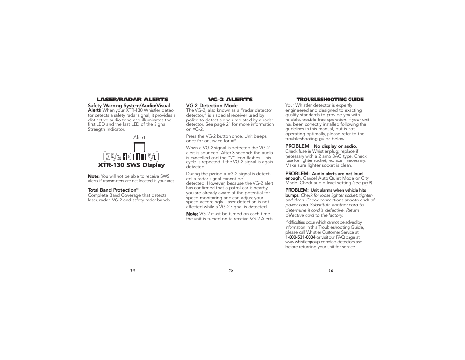Whistler LASER-RADAR XTR-130 User Manual | Page 6 / 9