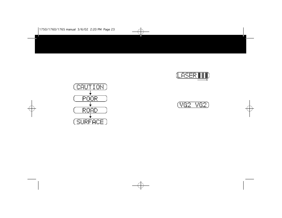 Laser/vg-2 alerts safety radar alerts | Whistler 1750 User Manual | Page 12 / 18