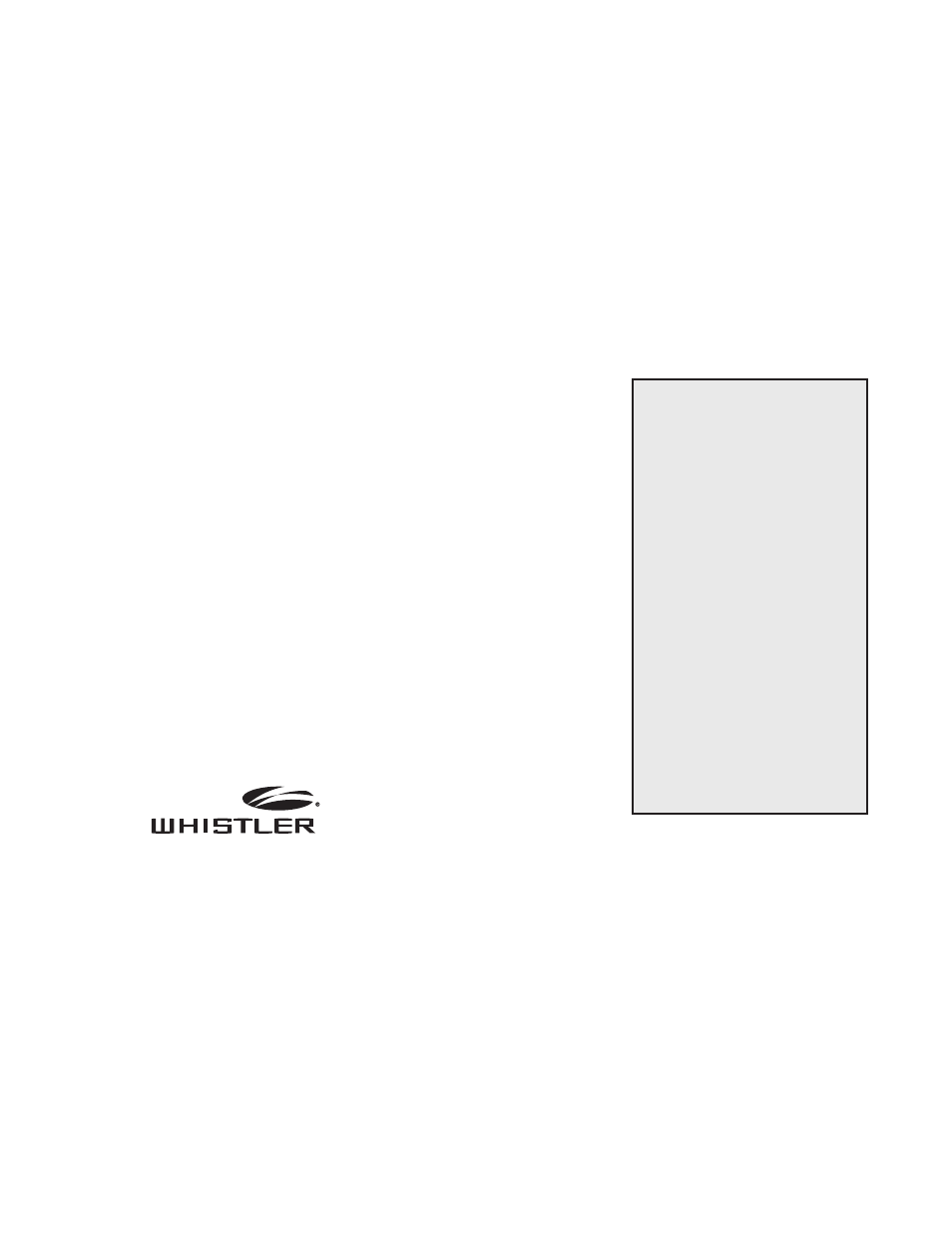 Whistler XTR-420 User Manual | 9 pages