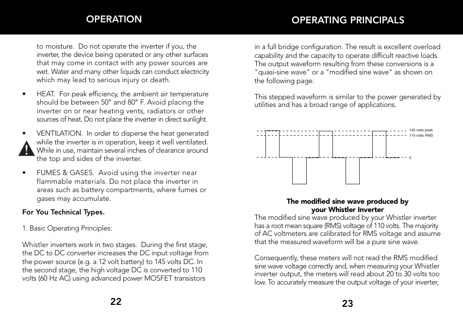 Operating principals 23 22 operation | Whistler 2000 WATT User Manual | Page 13 / 18